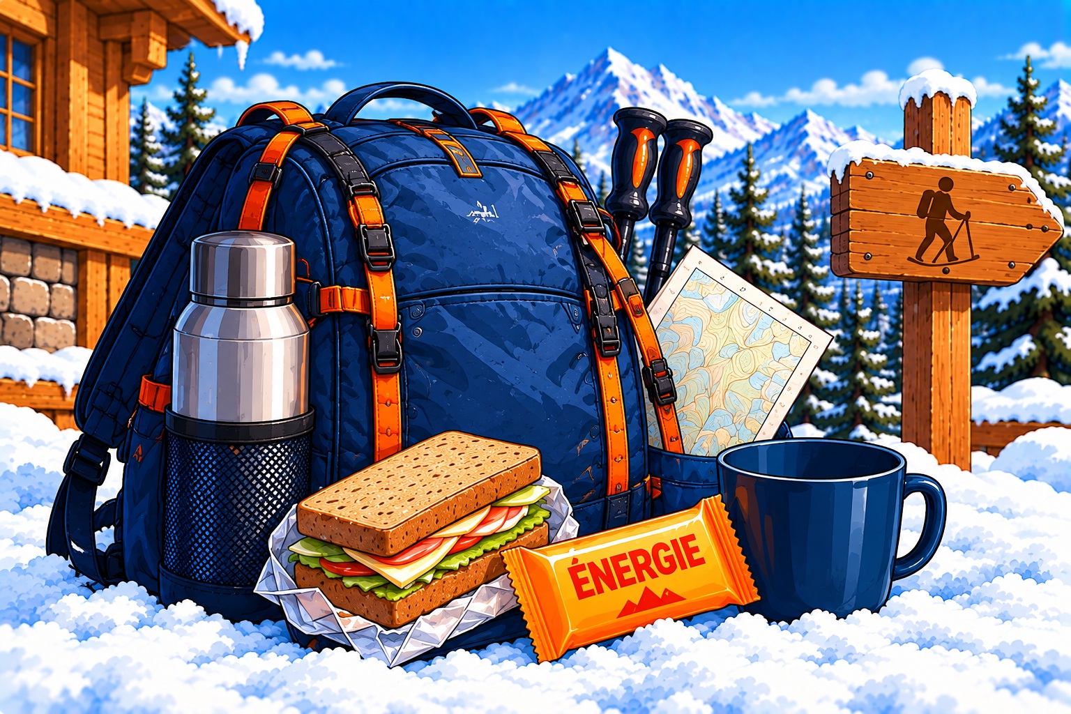 Sac à dos pour une journée de ski ou de randonnée en montagne